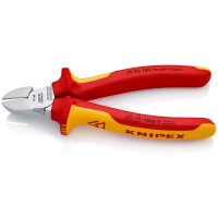 KNIPEX 70 06 160 SB Seitenschneider isoliert mit Mehrkomponenten-Hüllen, VDE-geprüft verchromt 160 mm (SB-Karte/Blister)