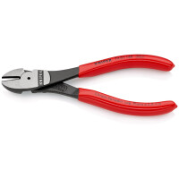 KNIPEX 74 01 160 SB Kraft-Seitenschneider mit Kunststoff überzogen schwarz atramentiert 160 mm (SB-Karte/Blister)