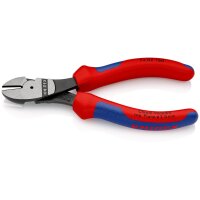 KNIPEX 74 02 160 SB Kraft-Seitenschneider mit Mehrkomponenten-Hüllen schwarz atramentiert 160 mm (SB-Karte/Blister)