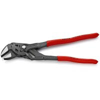KNIPEX 86 01 250 SB Zangenschlüssel Zange und Schraubenschlüssel in einem Werkzeug mit rutschhemmendem Kunststoff überzogen grau atramentiert 250 mm (SB-Karte/Blister)