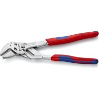 KNIPEX 86 05 250 SB Zangenschlüssel Zange und Schraubenschlüssel in einem Werkzeug mit Mehrkomponenten-Hüllen verchromt 250 mm (SB-Karte/Blister)