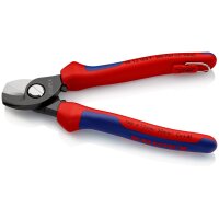 KNIPEX 95 12 165 T Kabelschere mit Mehrkomponenten-Hüllen, mit integrierter Befestigungsöse zum Anbringen einer Absturzsicherung brüniert 180 mm