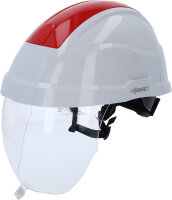 Arbeits-Schutzhelm mit Gesichtsschutz, rot