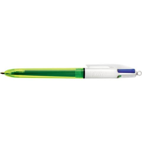 BIC 4-Farben-Kugelschreiber 4 Colours Fluo gelb Schreibfarbe farbsortiert, 1 St.