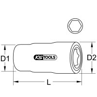 1/2" Stecknuss mit Schutzisolierung, 12mm