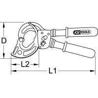 Ratschenkabelschere mit Schutzisolierung, 530mm