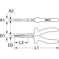 1000V Flachzange, lange Backen, 160mm