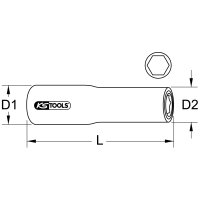 1/2" Stecknuss mit Schutzisolierung, lang, 12mm