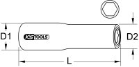 1/2" Stecknuss mit Schutzisolierung, XL, 13mm, 145mm
