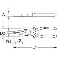 Kunststoff-Flachzange mit Schutzisolierung, 200mm