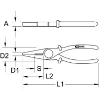Kunststoff-Flachzange mit Schutzisolierung, 190mm