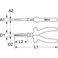 1000V Langbeck-Flachzange, 160mm