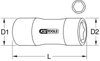 1/4" Stecknuss mit Schutzisolierung, 10mm, lang