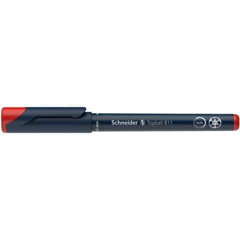 Schneider Topball 811 Tintenroller rot/silber 0,5 mm, Schreibfarbe: rot, 1 St.