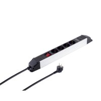 Alu Steckdosenleiste 4-fach, USB Buchse