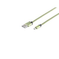 USB-Ladekabel A Stecker auf USB Micro B gr&uuml;n, 0,9m