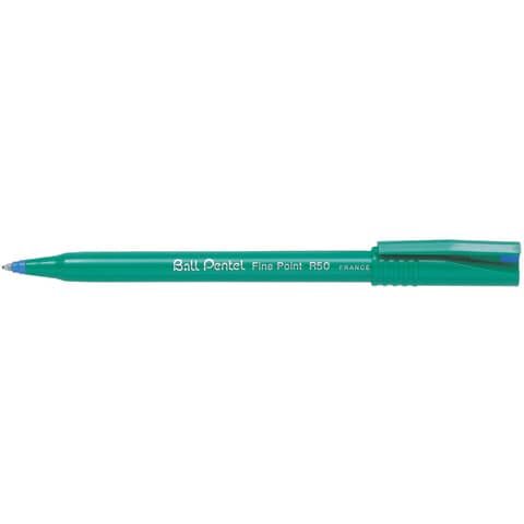 Pentel Ball R50 Tintenroller grün 0,4 mm, Schreibfarbe: blau, 12 St.