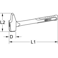 Schlosserhammer, Fiberglasstiel, französische Form, 1500g
