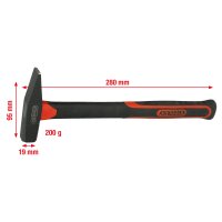 Schlosserhammer mit Fiberglasstiel, 200g
