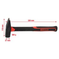 Schlosserhammer mit Fiberglasstiel, 500g