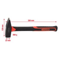 Schlosserhammer mit Fiberglasstiel, 800g