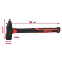 Schlosserhammer mit Fiberglasstiel, 1000g