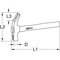 Klauenhammer mit Hickorystiel, 700g