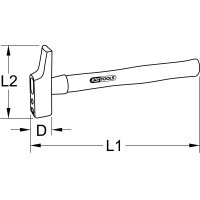 Schreinerhammer, Hickory-Stiel, französische Form, 500g