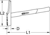 Elektrikerhammer, französische Form, Hickory-Stiel, 200g