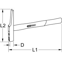 Elektrikerhammer, französische Form, Hickory-Stiel, 200g