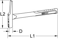 Elektrikerhammer, französische Form, Fiberglasstiel, 200g