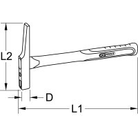 Elektrikerhammer, französische Form, Fiberglasstiel, 200g