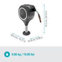 GARDENA Terrassen-Schlauchbox RollUp M, 20 m Schlauch, weiss, automatisches Aufrollen