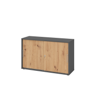 Schiebet&uuml;renschrank 2 OH RE Graphit/Asteiche