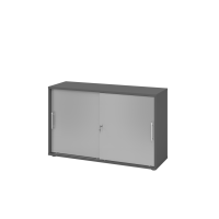 Schiebet&uuml;renschrank 2 OH RE Graphit/Silber
