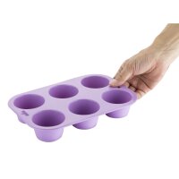 Hygiplas Flexibles Sechs-Loch Silikon-Muffinform lila
