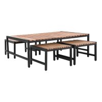 Niedrige Barhocker Bolero aus Stahl und Akazie (4er-Pack)