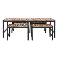 Niedrige Barhocker Bolero aus Stahl und Akazie (4er-Pack)