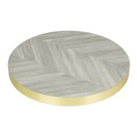 Bolero, vorgebohrte runde Tischplatte im Chevron-Design,...