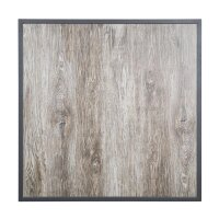 Bolero-Tischplatte aus gehärtetem Glas mit Holzmaserungseffekt für den Außenbereich, graue Zierleiste, 700 mm