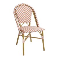 Bolero Rattan-Beistellstuhl im Pariser Stil, Koralle...