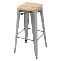 Bolero Bistro-Hohehocker mit Holzsitzauflage aus verzinktem Stahl (4 Stück)