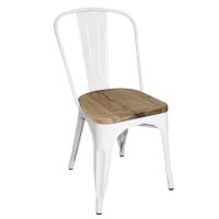 Bolero Bistro-Beistellstühle mit Sitz aus Holz, Weiß (4 Stück)