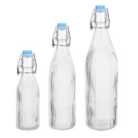 Olympia Glasflaschen mit Riffelung und Swing-Top 1Ltr (6 St&