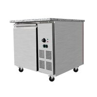 SNACK-Line Bain-Marie Theke 2x GN1/1, Granit rosa-grau, 88x82x85,5 Glasaufbau Klarglas schwarzer Rand, ohne Zwischenablage, H=396mm