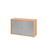 Schiebet&uuml;renschrank 2 OH RE Buche/Silber