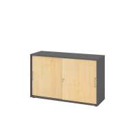 Schiebet&uuml;renschrank 2 OH BS Graphit/Ahorn