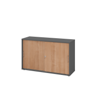Schiebetürenschrank 2 OH BS Graphit/Nussbaum