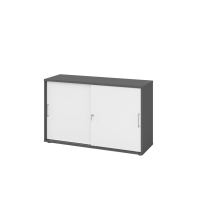 Schiebetürenschrank 2 OH BS Graphit/Weiß