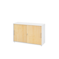 Schiebet&uuml;renschrank 2 OH RE Wei&szlig;/Ahorn